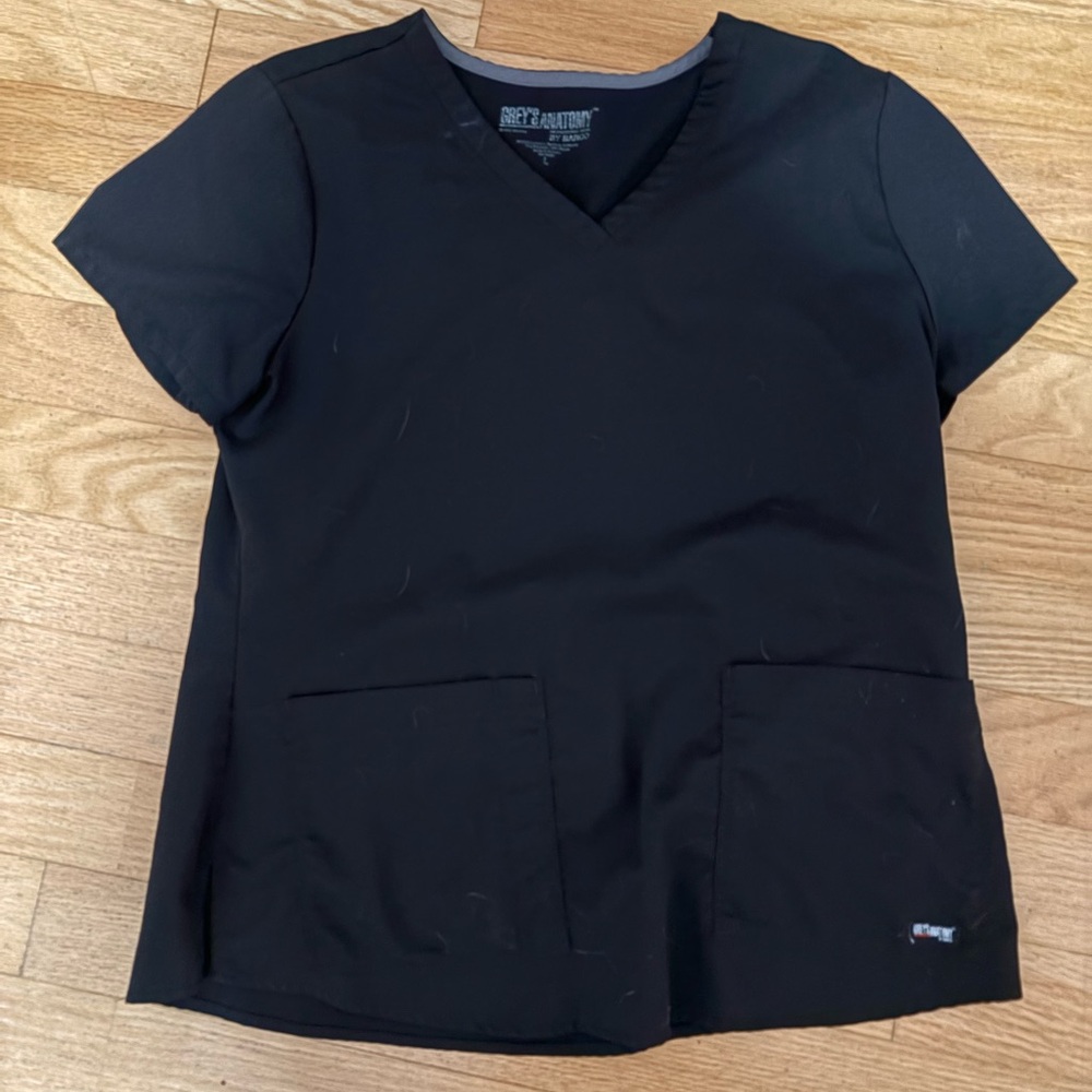Grey's Anatomy Black V-Neck Short Sleeve Top